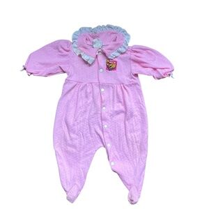 Vintage Light Pink Winnie the Pooh Onesie with Frilly Collar 12-18 lbs
